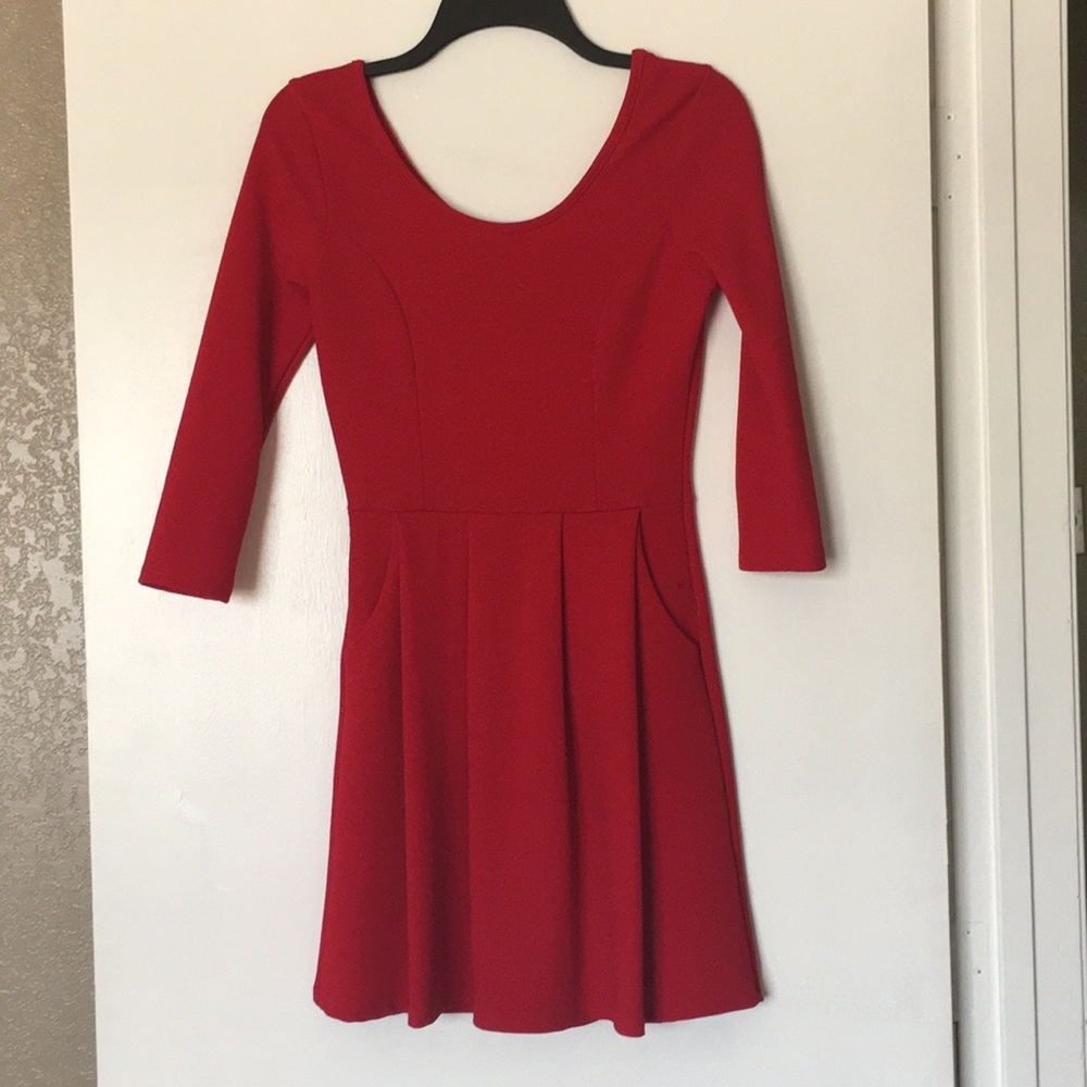 Red Cocktail Dress with Pockets
